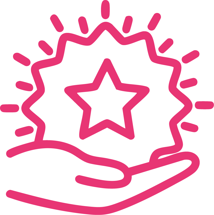 Icono mano estrella brillante