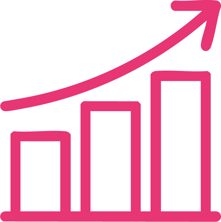 Gráfico de barras crecientes con flecha ascendente